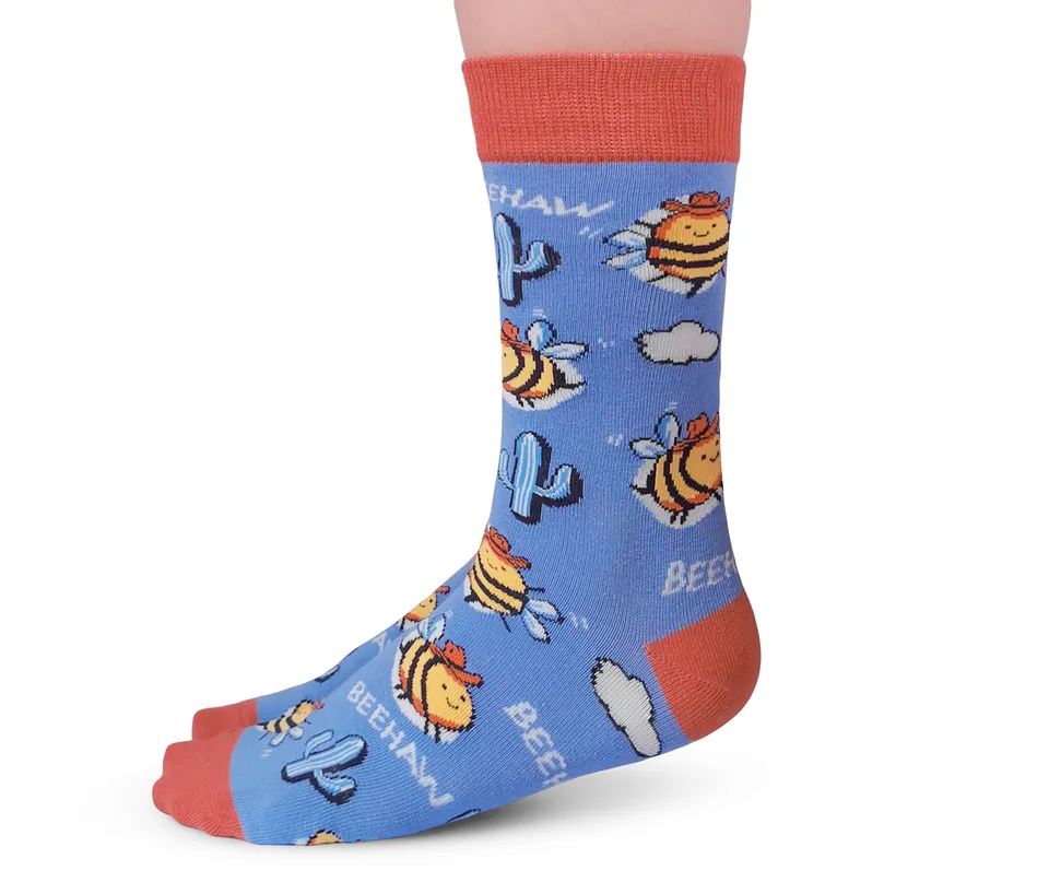 "Bee-Haw" Cotton Crew Socks by Uptown Sox - Medium sold by Great Sox