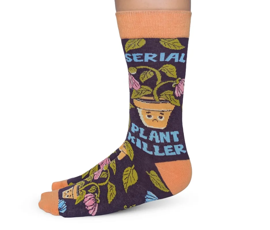 "Plant Killer" Cotton Crew Socks by Uptown Sox - Medium made by Great Sox
