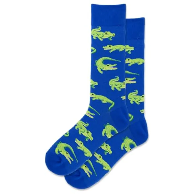 "Alligator" Cotton Crew Socks by Hot Sox - Large sold by Great Sox