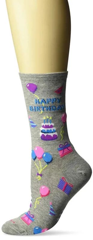 "Happy Birthday" Cotton Dress Crew Socks by Hot Sox - Medium sold by Great Sox