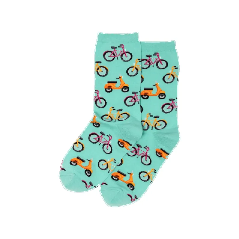 Hot Sox "Bikes and Vespas" Cotton Crew Socks - Medium sold by Great Sox
