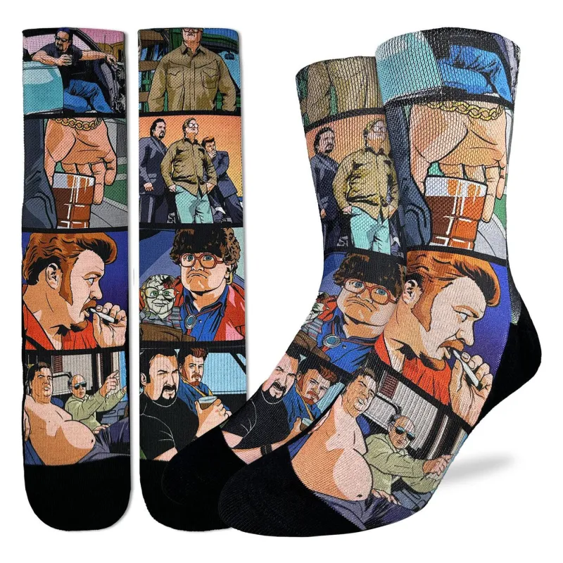 "Trailer Park Boys: Comic Strip" Active Crew Socks by Good Luck Sock- Large made by Great Sox
