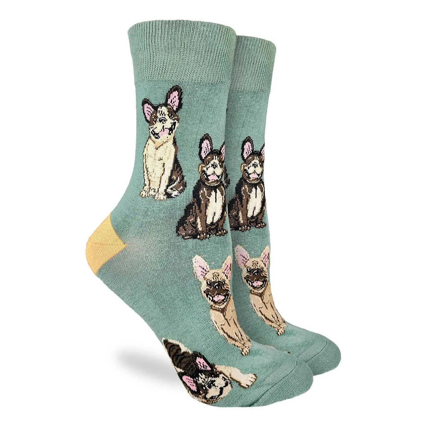 "Smiling French Bulldogs" Cotton Crew Socks by Good Luck Sock sold by Great Sox product image thumbnail 2