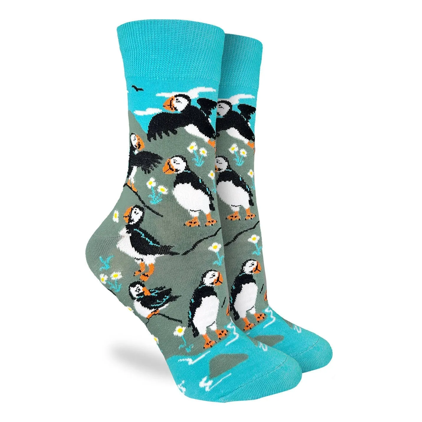 "Puffins" Cotton Crew Socks by Good Luck Sock - Women sold by Great Sox
