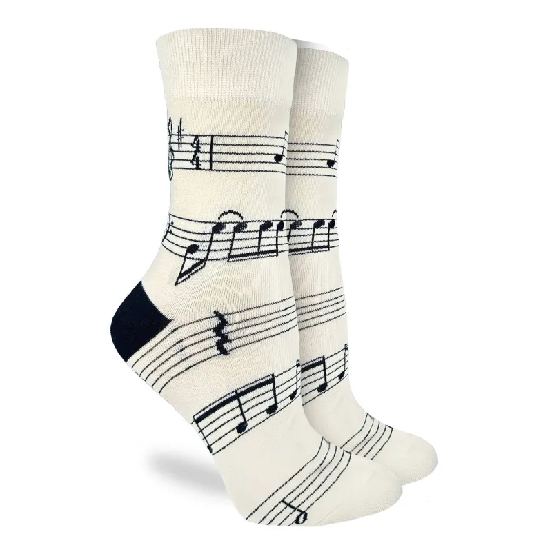 "Sheet Music" Cotton Crew Socks by Good Luck Sock made by Great Sox