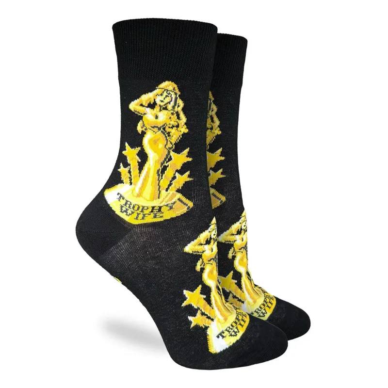"Trophy Wife" Cotton Crew Socks by Good Luck Sock - Medium sold by Great Sox