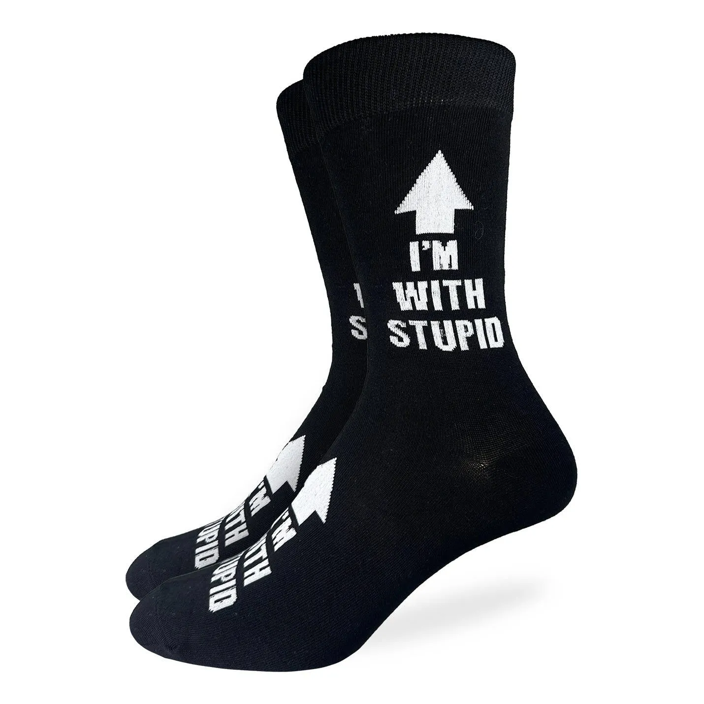 "I'm With Stupid" Cotton Crew Socks by Good Luck Sock - Large sold by Great Sox