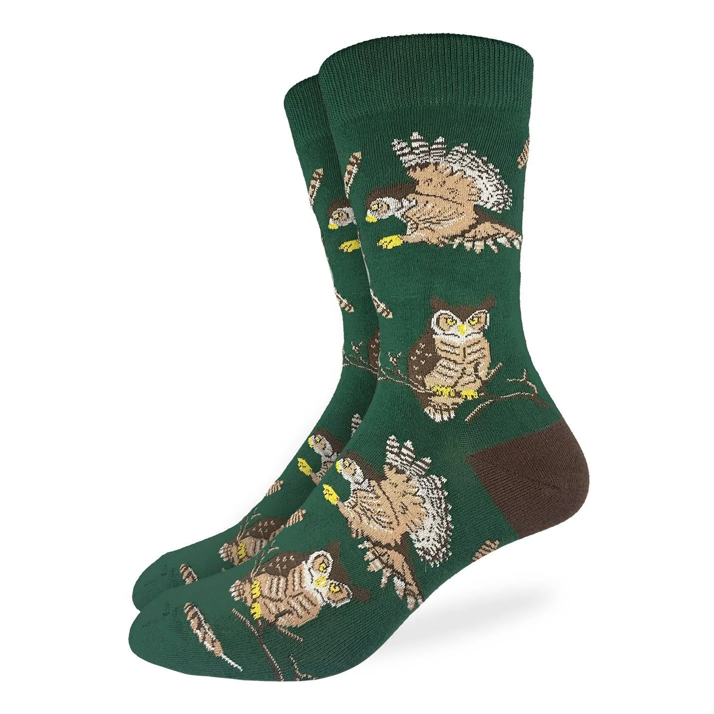 "Great Horned Owl" Cotton Crew Socks by Good Luck Sock sold by Great Sox