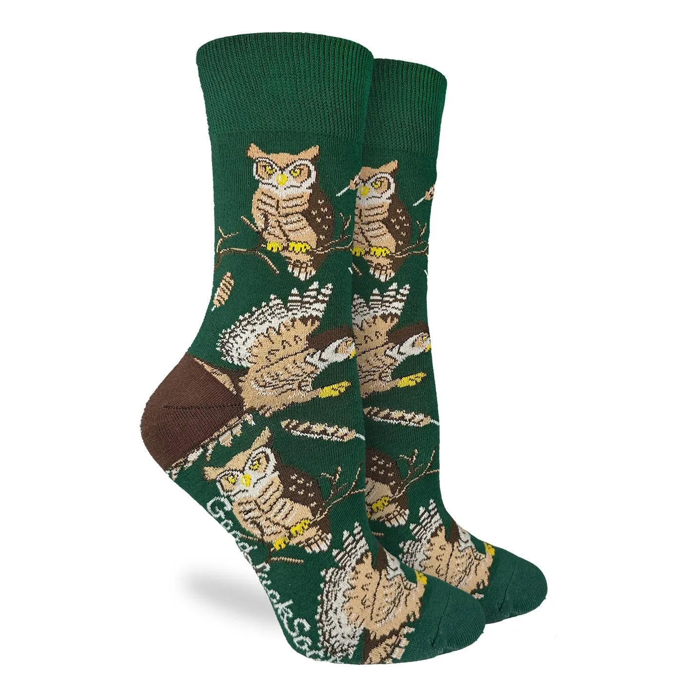 "Great Horned Owl" Cotton Crew Socks by Good Luck Sock sold by Great Sox product image thumbnail 2