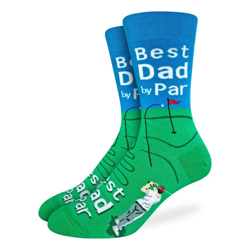"Best dad By Par" Cotton Crew Socks by Good Luck Sock - Large sold by Great Sox