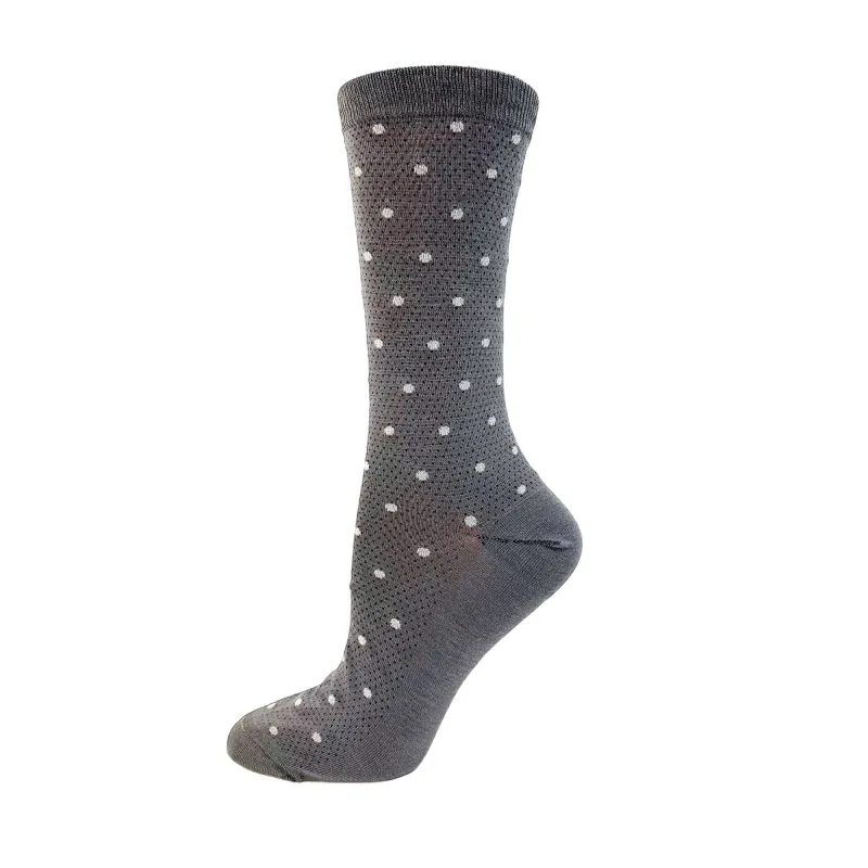 Key's "Grey Dots" Bamboo Crew Sock- MEDIUM made by Great Sox