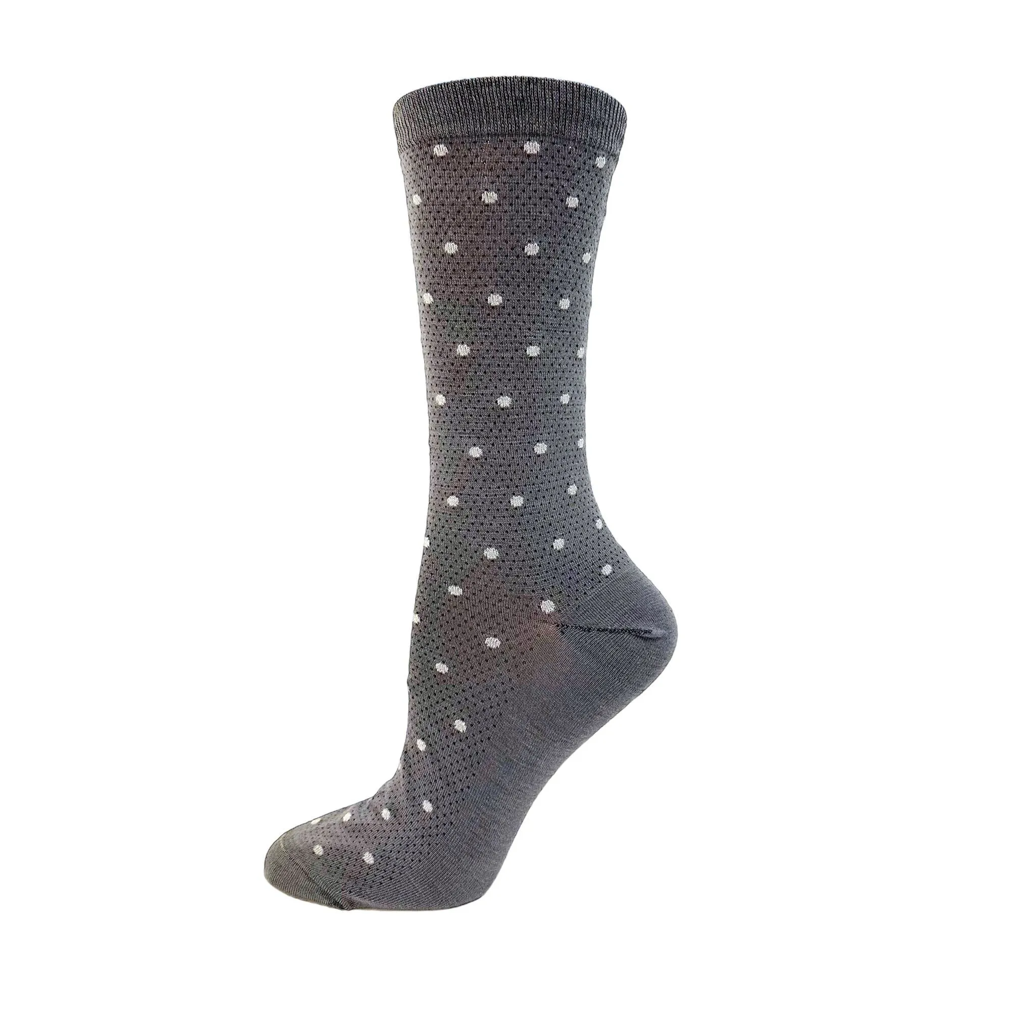 Key's "Grey Dots" Bamboo Crew Sock- MEDIUM sold by Great Sox