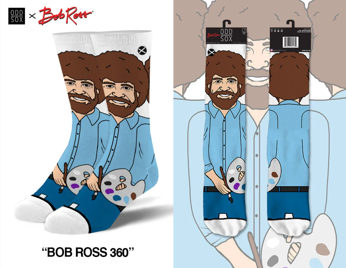 "Bob Ross 360" Cotton Crew Socks by ODD Sox - Men's sold by Great Sox
