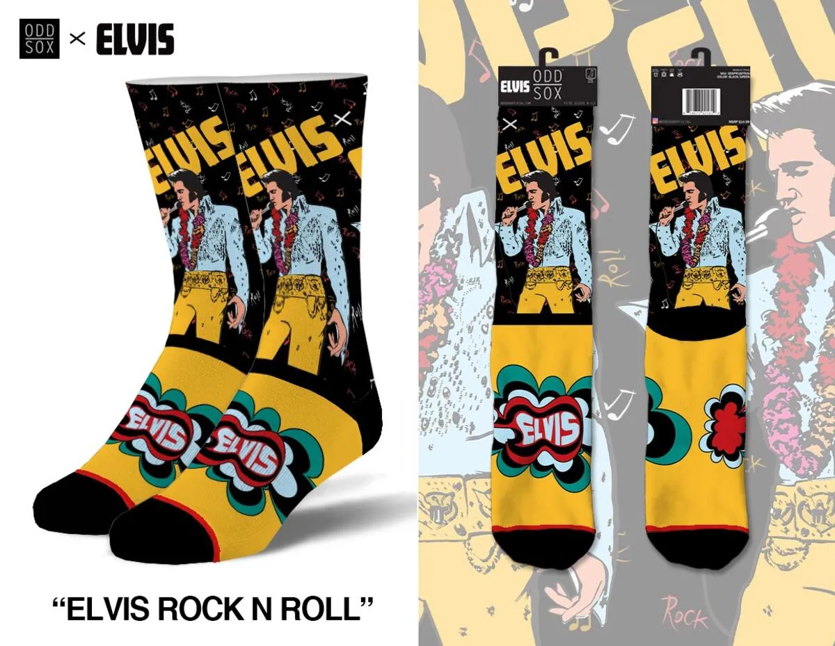 "Elvis" Cotton Crew Socks by ODD Sox - Men's sold by Great Sox