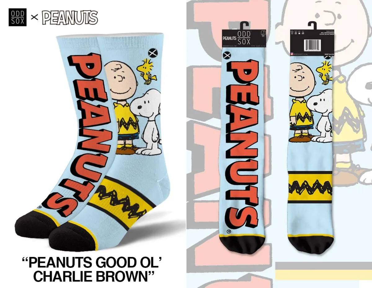 "Peanuts: Charlie Brown" Cotton Crew Socks by ODD Sox - Men's sold by Great Sox