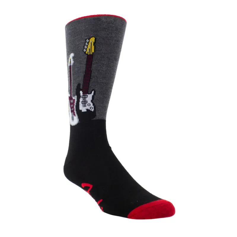 "Fender Guitar Wall" Crew Socks by Perris - Large made by Great Sox