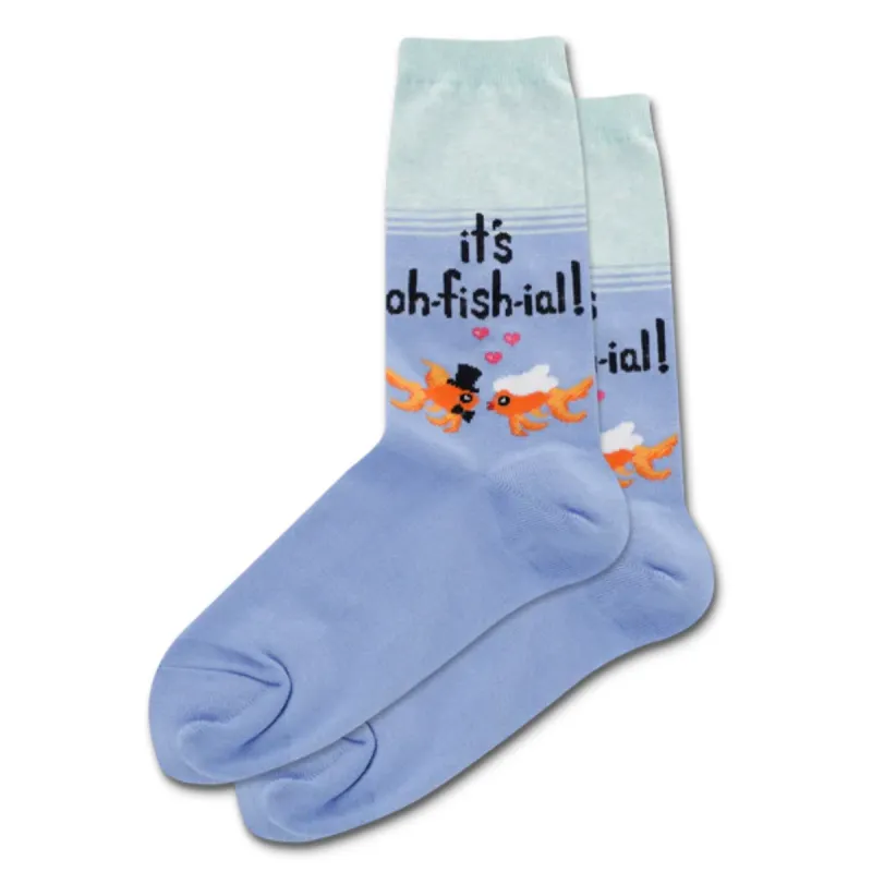 "It's oh-fish-ial!" Cotton Crew Socks by Hot Sox - Medium made by Hot Sox