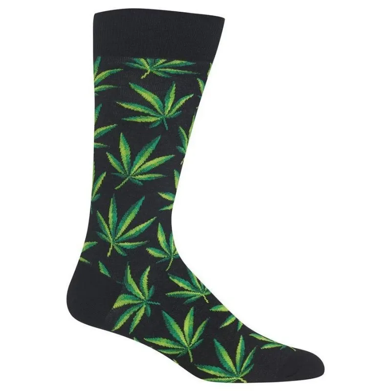(POS ONLY) "Weed" Cotton Dress Crew Socks by Hot Sox made by Hot Sox