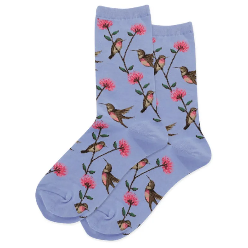 "Hummingbird" Cotton Crew Socks by Hot Sox - Medium sold by Great Sox