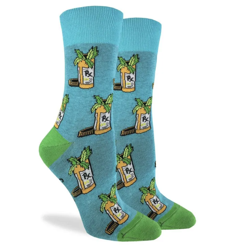"Medical Weed" Cotton Crew Socks by Good Luck Sock - Medium made by Great Sox