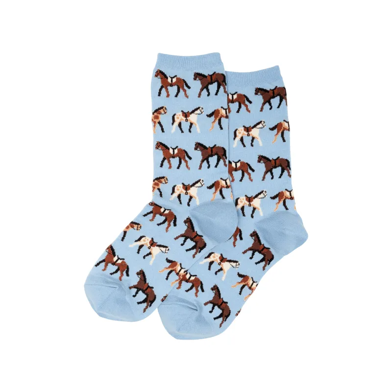 "Horses" Cotton Crew Socks by Hot Sox - Medium sold by Great Sox