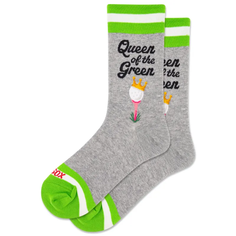 "Queen of the green" Cotton Crew Socks by Hot Sox - Medium sold by Great Sox