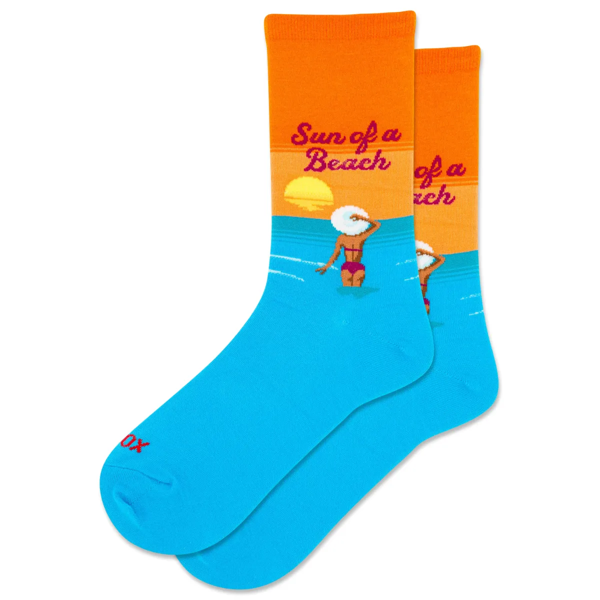 "Sun of a beach" Cotton Crew Socks by Hot Sox - Medium sold by Great Sox