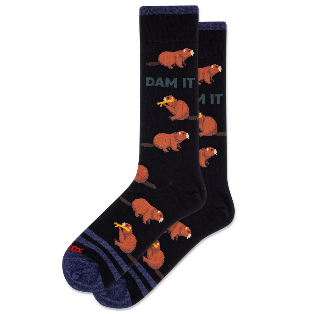 "Dam It" Cotton Crew Socks by Hot Sox - Large sold by Great Sox