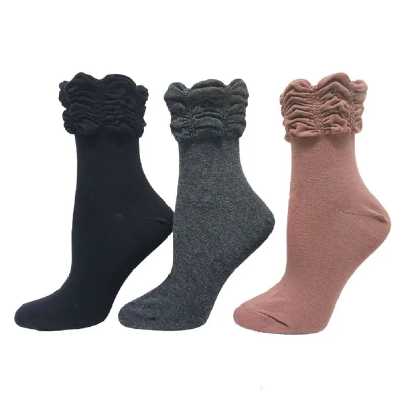 "Ruched Top" Quarter Length Cotton Socks by Key's (6202) - Medium sold by Great Sox