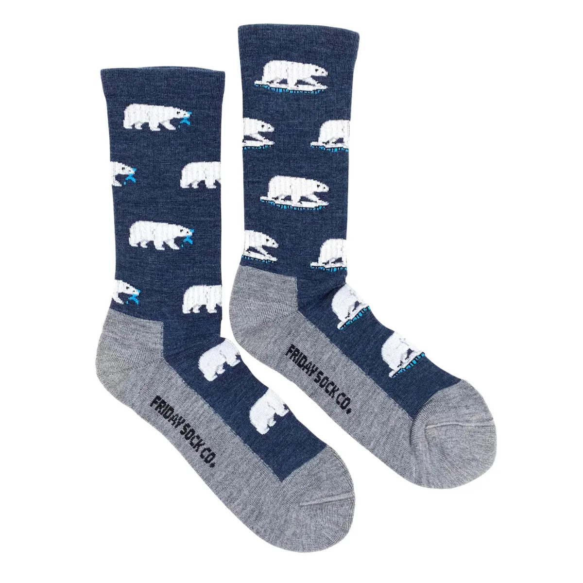 "Polar Bear" 70% Merino Wool Socks by Friday Sock Co sold by Great Sox