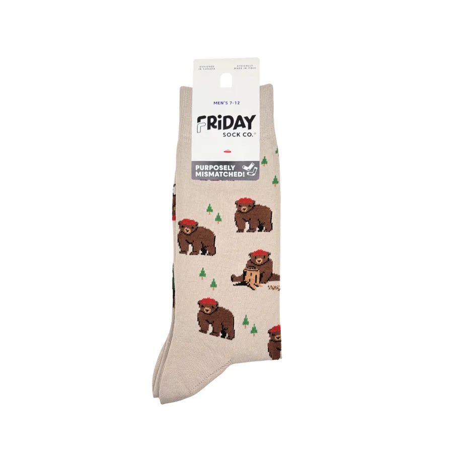 " Bear in Hat and Trees" Landscape 85% Cotton Socks by Friday Sock Co(CLEARANCE) sold by Great Sox product image thumbnail 2