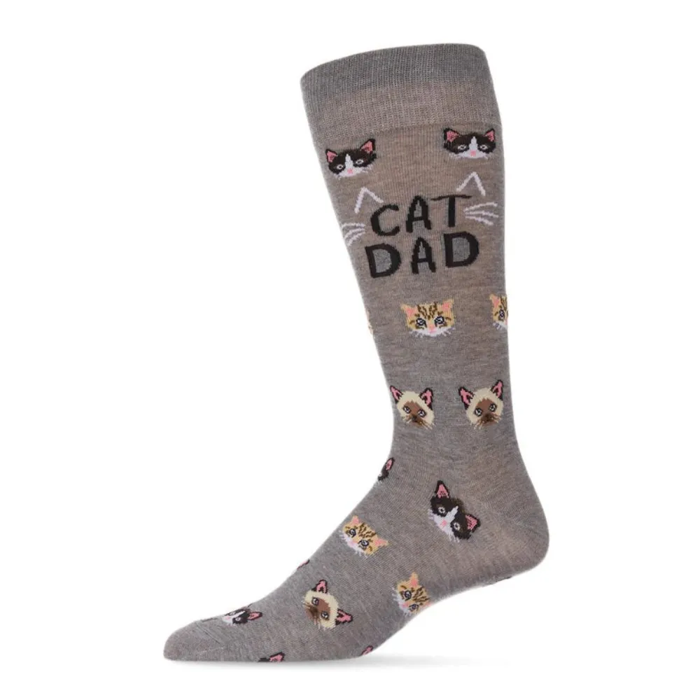 "Cat Dad" Bamboo Crew Socks by Me Moí - Large (CLEARANCE) sold by Great Sox