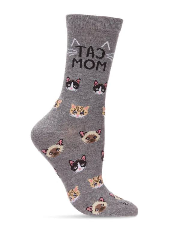"Cat Mom" Bamboo Crew Socks by Me Moí - Medium (CLEARANCE) sold by Great Sox product image thumbnail 2