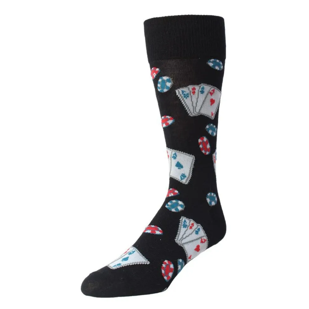 "Poker" Bamboo Crew Socks by Me Moí sold by Great Sox