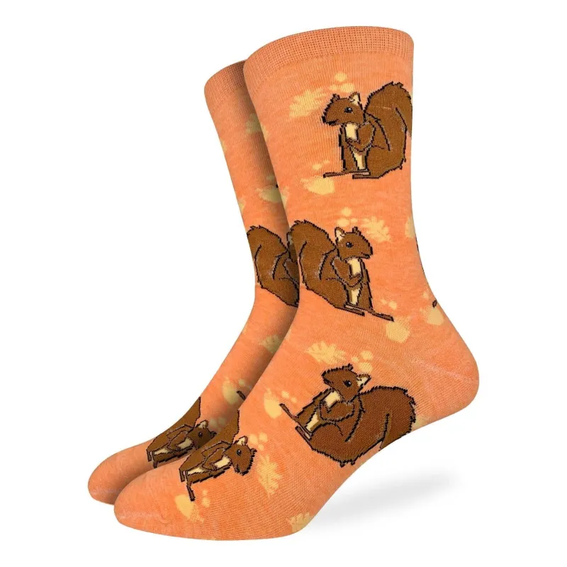 "Orange Squirrel" Cotton Crew Socks by Good Luck Sock (CLEARANCE) sold by Great Sox