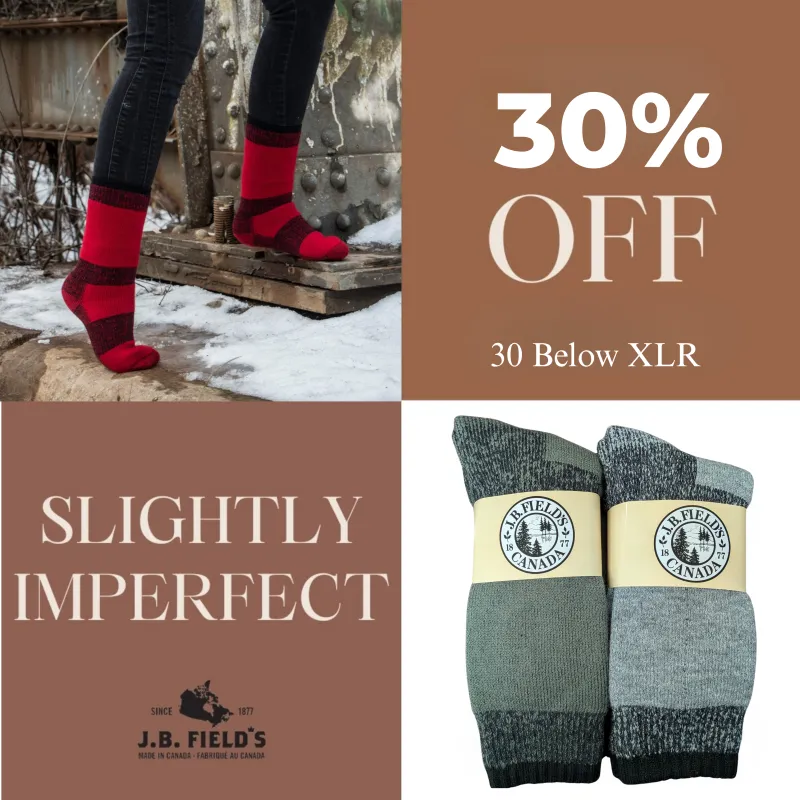 2 PAIR - J.B. Field's Icelandic "-30 Below XLR" Merino Wool Thermal Socks (Slightly Imperfect) sold by Great Sox