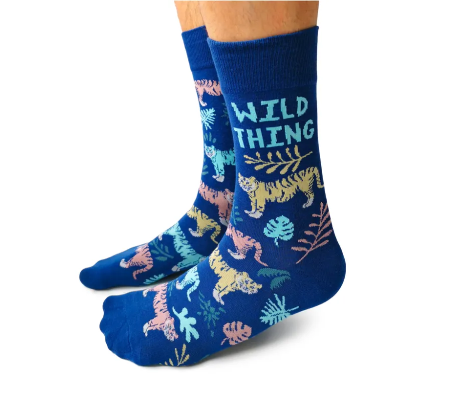 "Wild Things" Cotton Crew Socks by Uptown Sox - (CLEARANCE) made by Great Sox