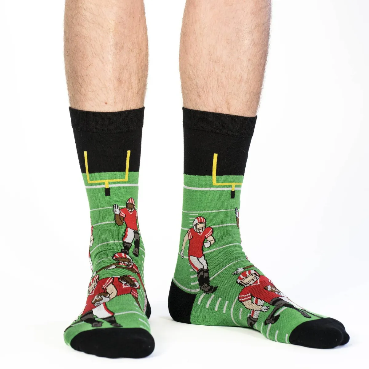 "Football, Red Socks" Active Crew Socks by Good Luck Sock- Large sold by Great Sox