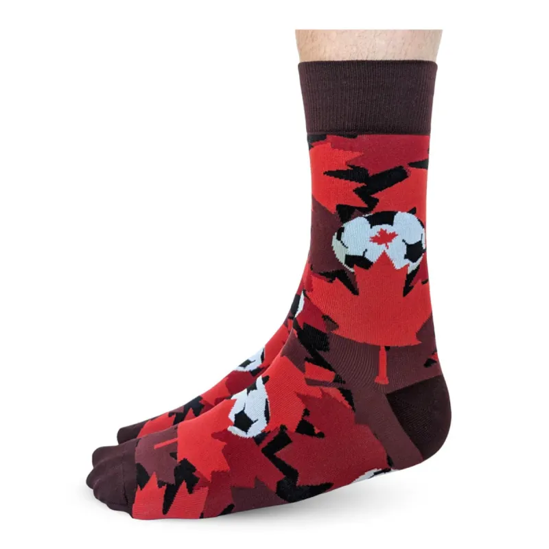 "True North Soccer" Cotton Crew Canadian Socks by Uptown Sox - Large sold by Great Sox
