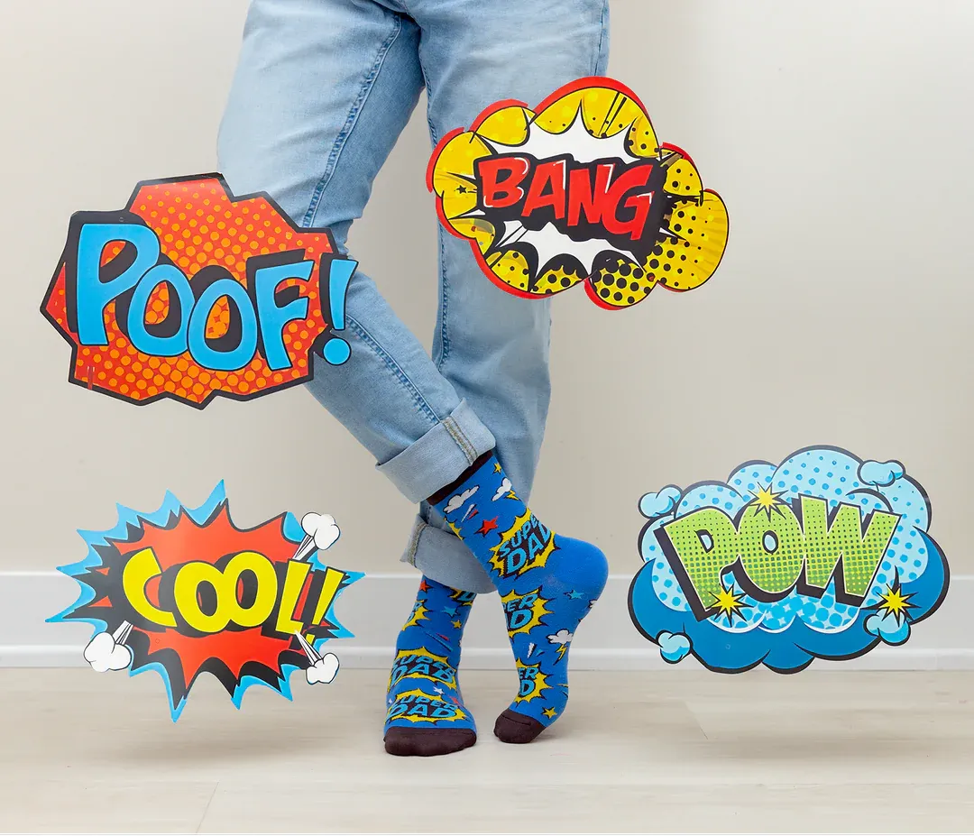 "Super Dad 2.0" Cotton Crew Socks by Uptown Sox - Large sold by Great Sox product image thumbnail 3