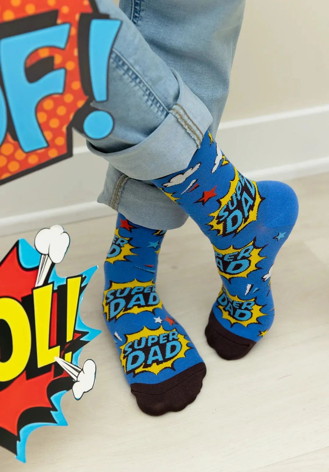 "Super Dad 2.0" Cotton Crew Socks by Uptown Sox - Large sold by Great Sox product image thumbnail 4