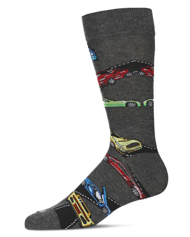 "Cars" Bamboo Crew Socks by Me Moí - Large sold by Great Sox