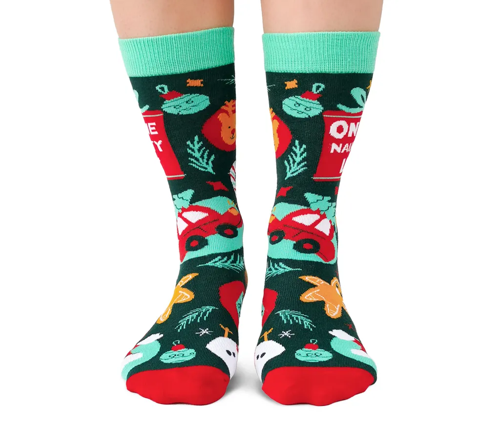 "Naughty List" Cotton Crew Socks by Uptown Sox - Large sold by Great Sox product image thumbnail 2