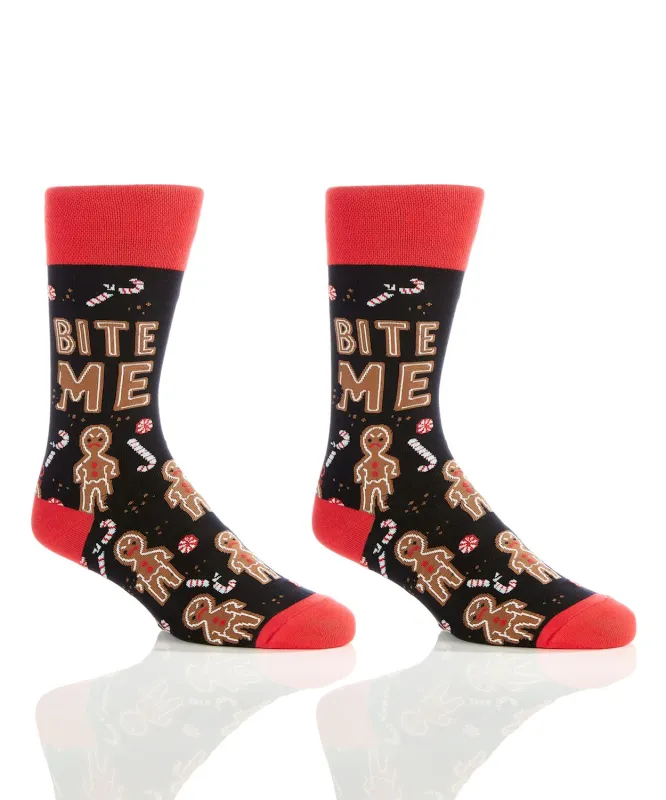 "Bite Me" Cotton Dress Crew Socks by YO Sox - Large sold by Great Sox