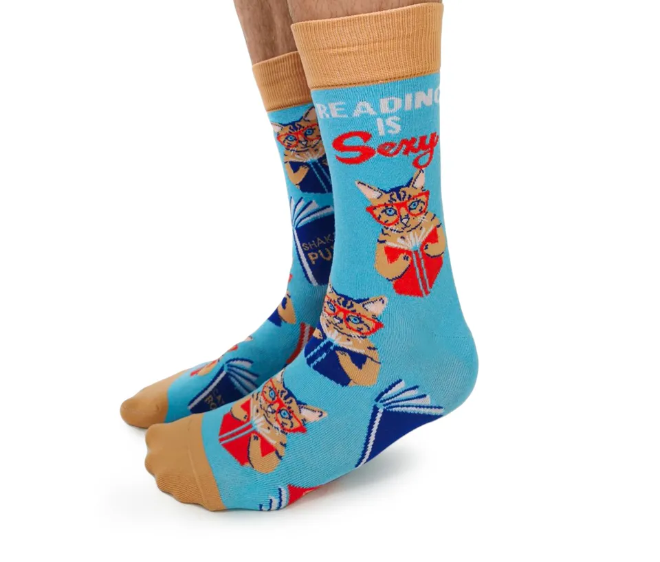 "Shakespurr" Cotton Crew Socks by Uptown Sox sold by Great Sox product image thumbnail 3