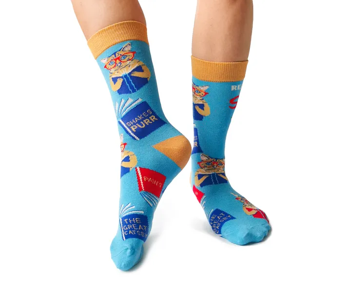 "Shakespurr" Cotton Crew Socks by Uptown Sox sold by Great Sox product image thumbnail 4