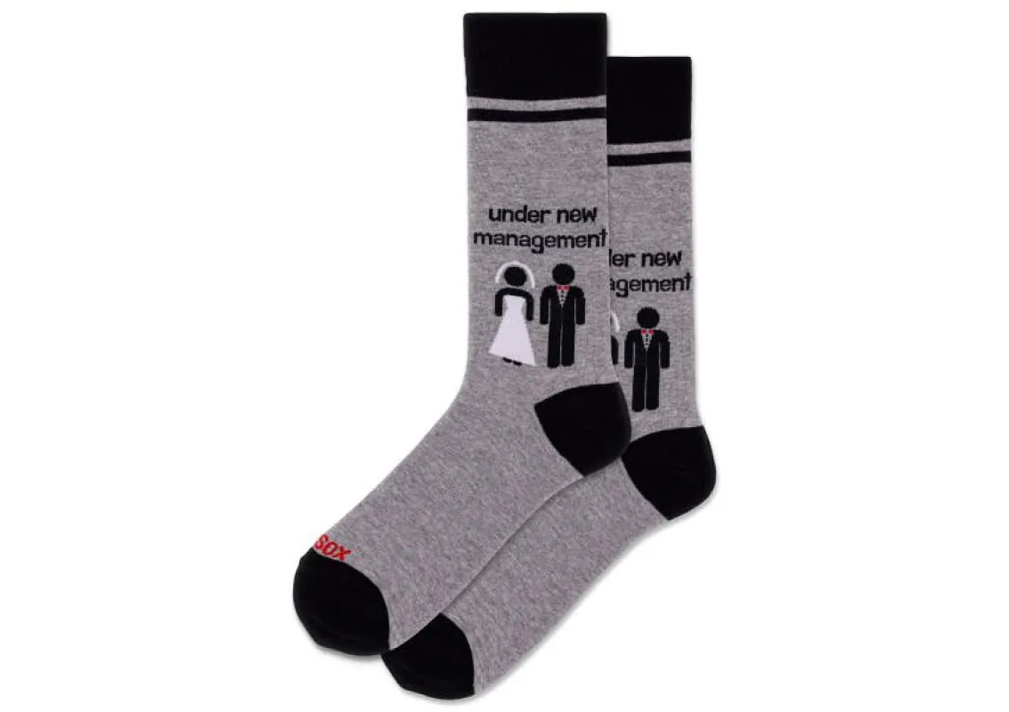 "Under New Management" Crew Socks by Hot Sox - Large sold by Great Sox