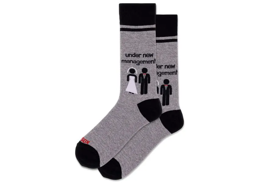 "Under New Management" Crew Socks by Hot Sox - Large sold by Great Sox