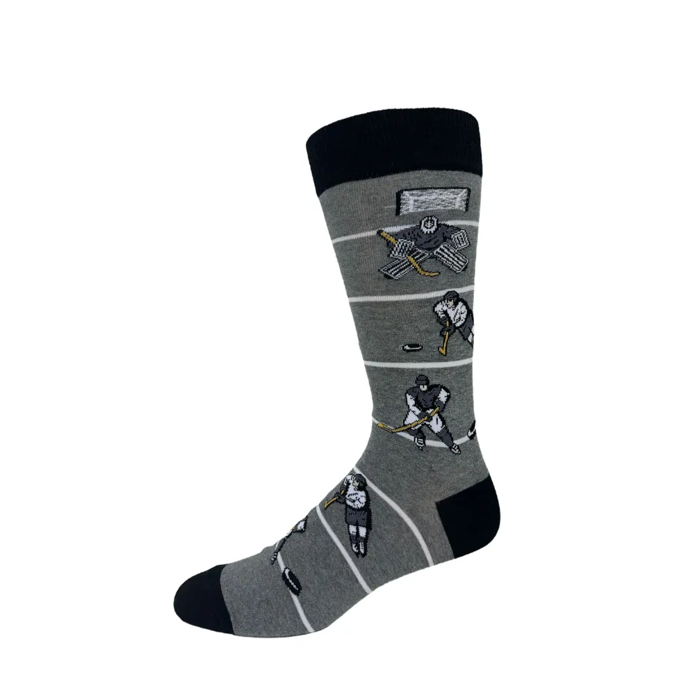 "Hockey" Cotton Socks by Crazy Toes - Large sold by Great Sox