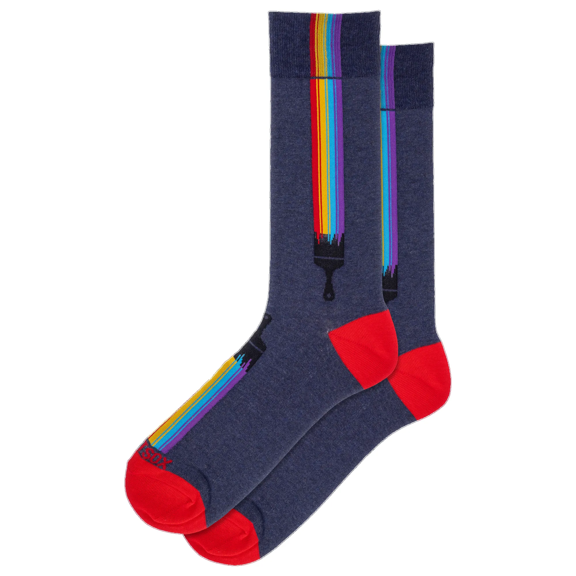 "Rainbow Brush" Crew Socks by Hot Sox - Large sold by Great Sox